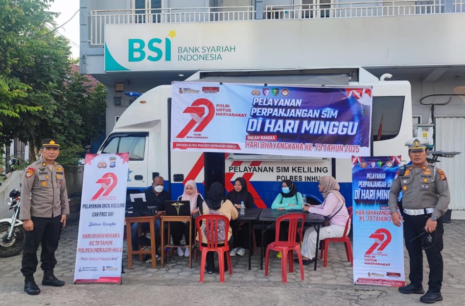 Tedogak Berlari Kota Rengat, Satlantas Polres Inhu Hadir Berikan Layanan SIM Keliling
