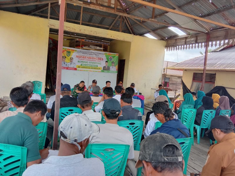 Babinsa Koramil 06/Kateman Hadiri Musrenbangdes dan Rembug Stunting Desa Sungai Teritip