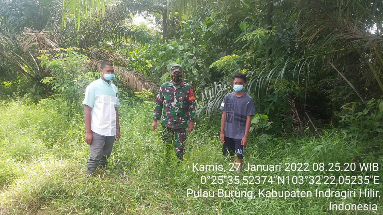 Cegah Karhutla, Bhabinsa Koramil 11 Pulau Burung Patroli ke Wilayah Rawan Kebakaran