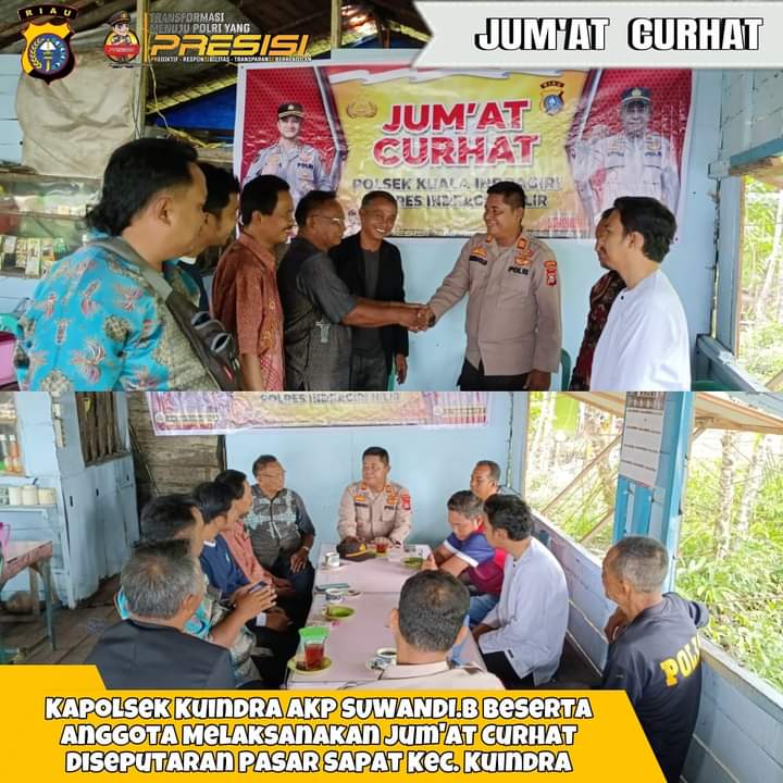 Jumat Curhat, Kapolsek Kuindra Berikan Bantuan Meterial Rehab Surau Al Istiqomah Sapat