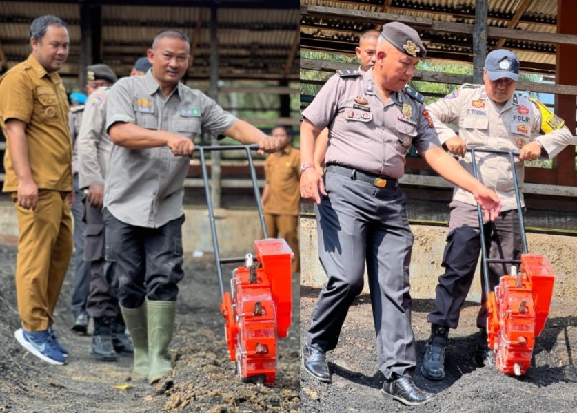Tingkatkan Kesejahteraan Petani, Polsek Lirik Tanam Jagung Pipil Kuartal II di Desa Sungai Sagu