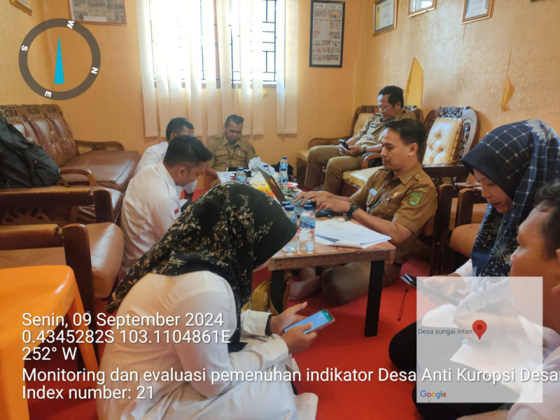 Inspektorat Inhil Monitoring dan Evaluasi Pemenuhan Indikator Desa Anti Korupsi di Desa Sungai Intan Tahun 2024