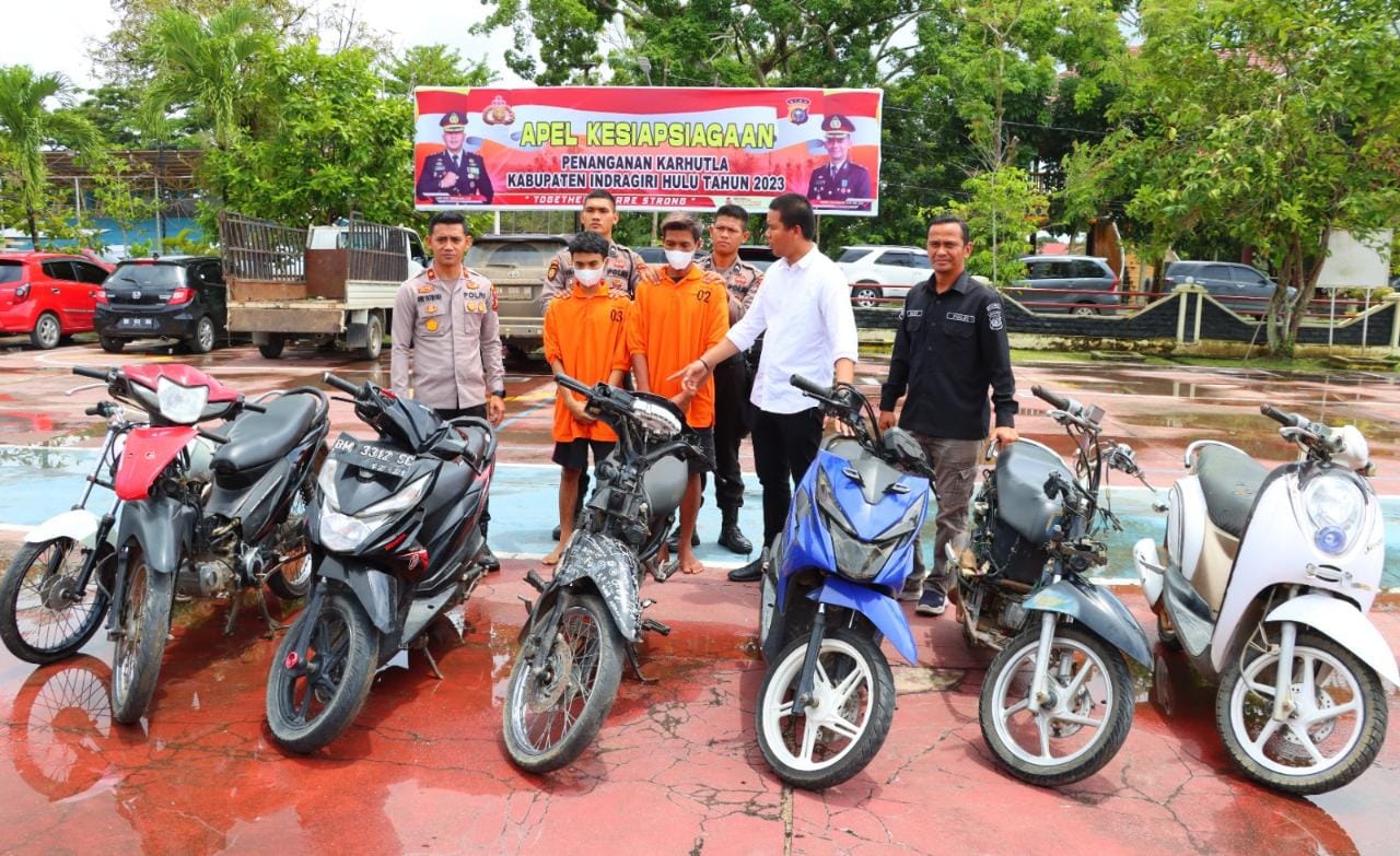 Sebanyak Tiga Pelaku Curanmor dan Satu Penadah Diringkus Polres Inhu, Ini Kronologisnya