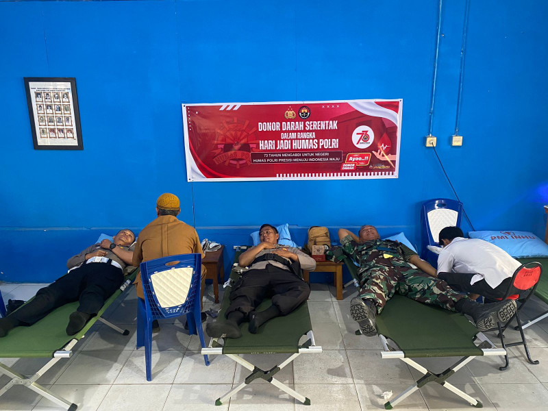 Hari Jadi Humas Polri, Polres Inhu Bersama PWI Gelar Donor Darah