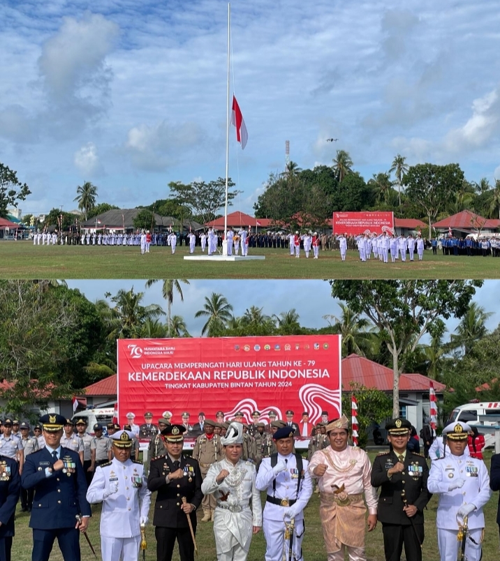 Kapolres Bintan Ikuti Upacara HUT RI ke-79 Tingkat Kabupaten Bintan.