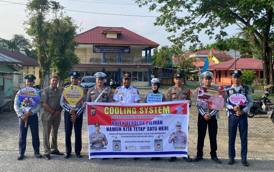 Bersama Stakeholder Terkait, Satlantas Polres Inhu Gelar Cooling System Pemilu Damai