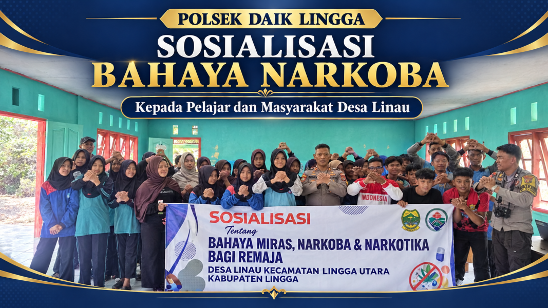Polsek Daik Lingga Sosialisasikan Bahaya Narkoba Kepada Pelajar Dan Masyarakat Desa Linau.