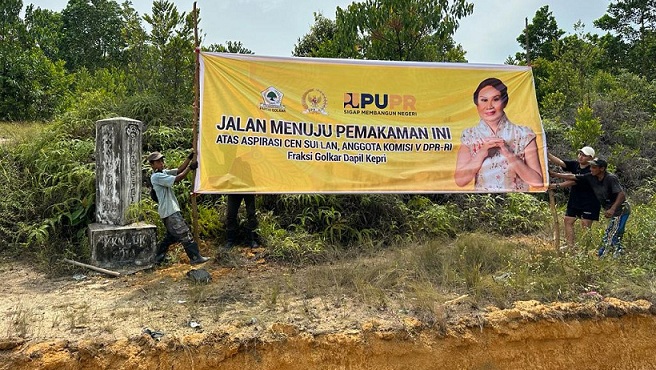Berkat Cen Sui Lan, April 2023 Ini Jalan Pemakaman Tionghoa di Desa Sawang Mulus Dengan Aspal