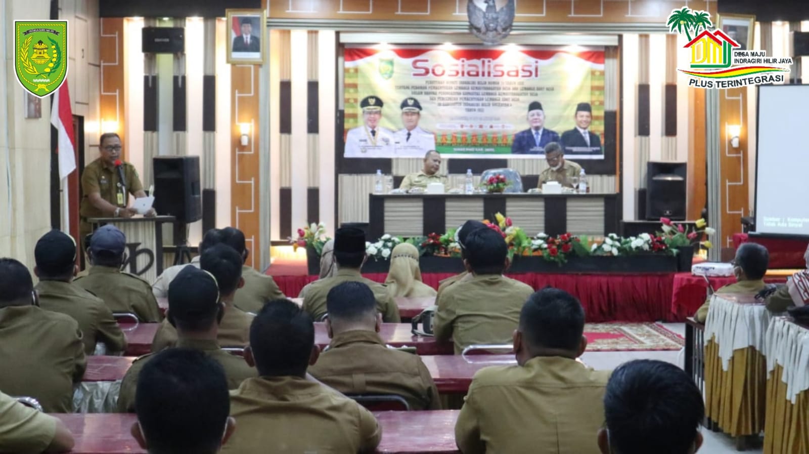 Dinas PMD Gelar Sosialisasi Perbup Nomor 74 Tahun 2020 ke 100 Kades di Inhil Tahun 2022