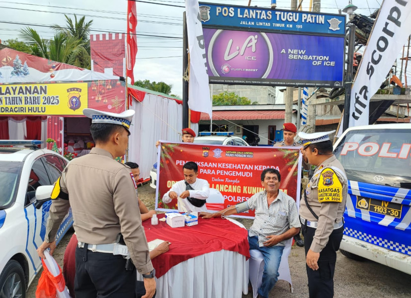 Satlantas Polres Inhu Periksa Kesehatan Sopir Kendaraan Angkutan