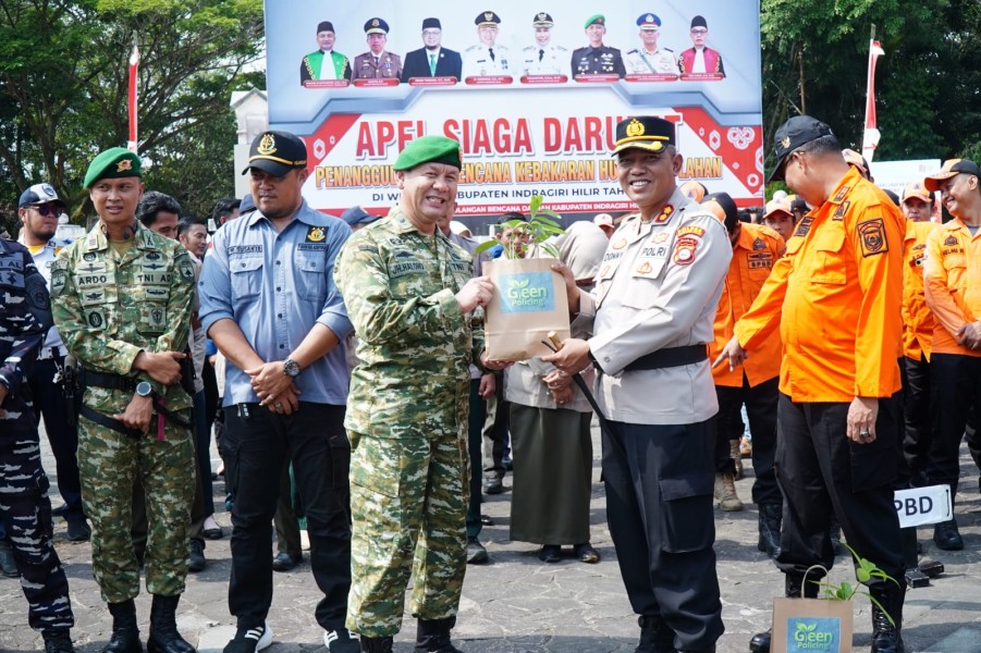 Kasdim 0314/Inhil Hadiri Apel Siaga Karhutla, Tegaskan Komitmen TNI Perkuat Pencegahan di Lapangan