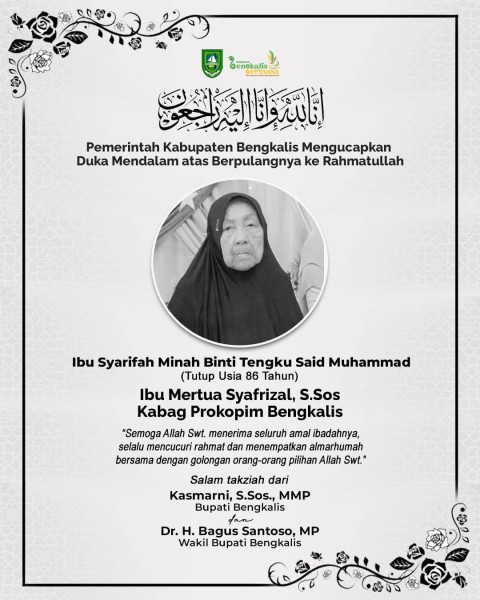 Ibu Mertua Kabag Prokopim Berpulang, Bupati Kasmarni Sampaikan Belasungkawa