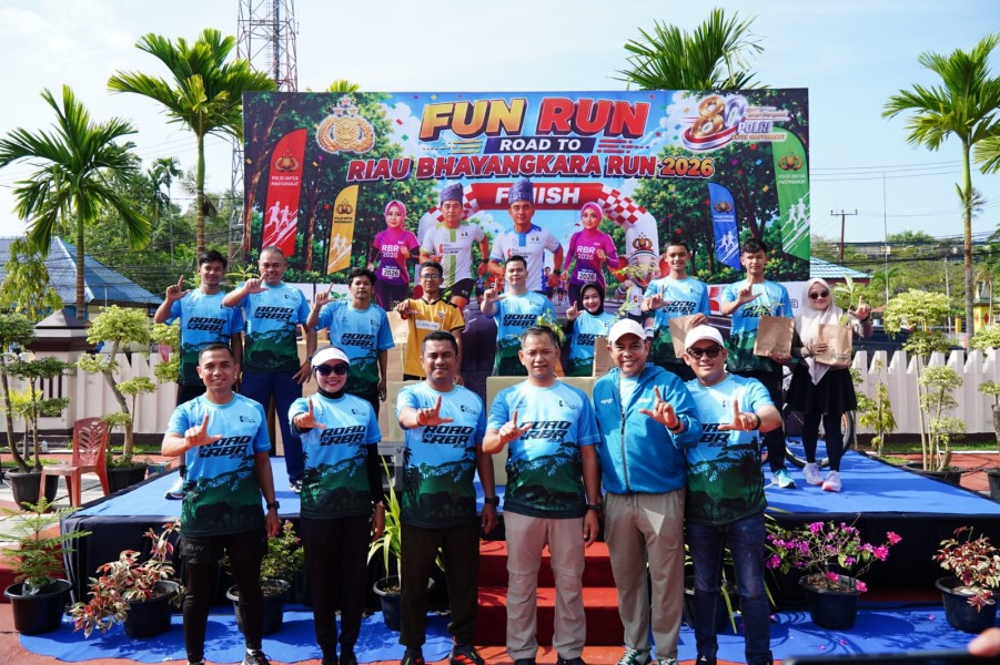 Semarak Hari Bhayangkara ke-80, Dandim Inhil Hadiri Road To Bhayangkara Run 2026 Polres Inhil