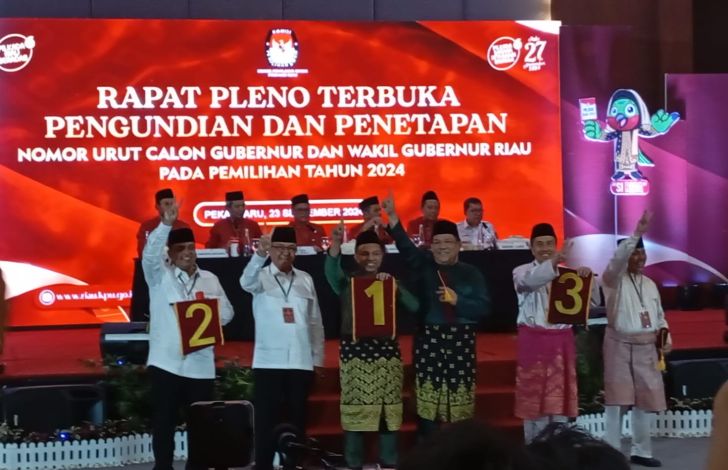 Sudah Diundi, Ini Nomor Urut Pasangan Calon Gubernur Riau