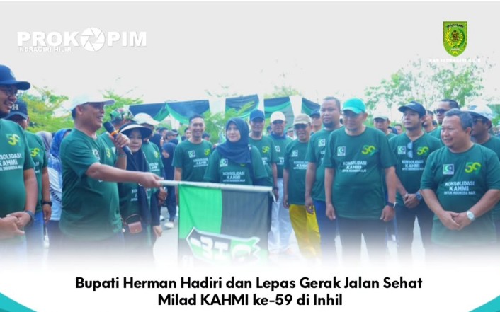 Bupati Herman Hadiri dan Lepas Gerak Jalan Sehat Milad KAHMI ke-59 di Inhil