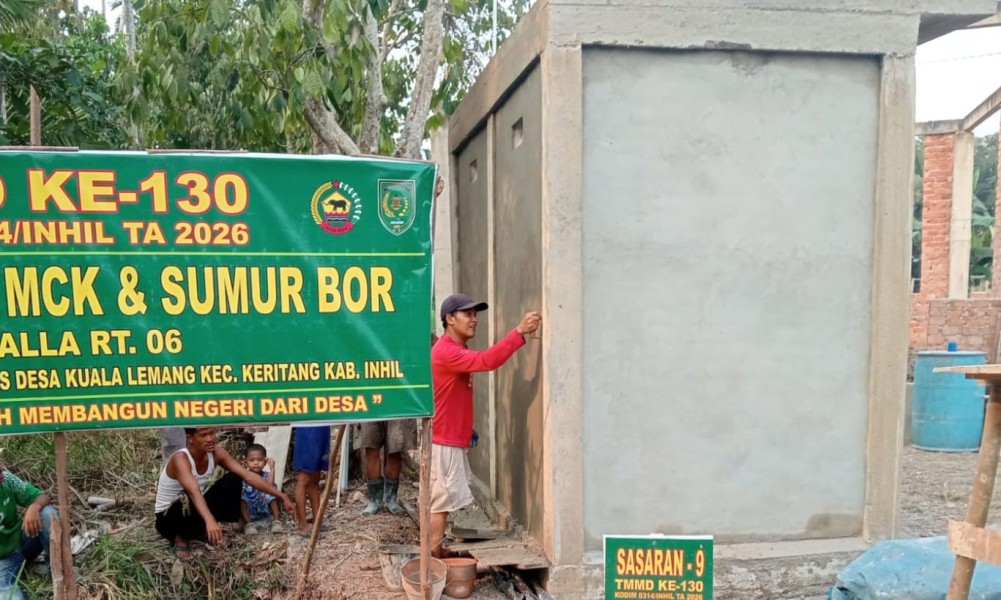 TMMD ke-130 Kodim 0314/Inhil: TNI Bersama Warga Keritang Bahu-Membahu Bangun Fasilitas Air Bersih