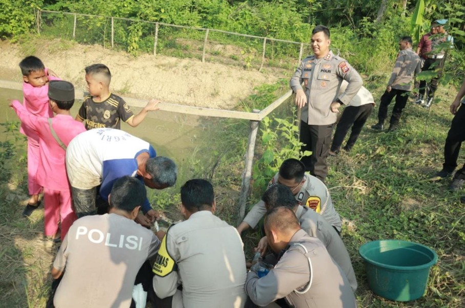 Hasil Positif, Ketahanan Pangan Polres Inhu Panen Dua Ribu Ikan