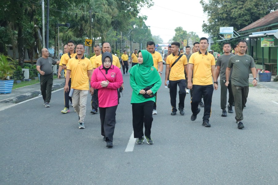 Polres Inhu Gelar Jalan Santai dan Senam Bersama TNI-Polri, Yuk Intip Keseruannya