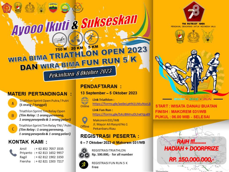 Ayoo!!! Ikuti Wira Bima Triathlon Open dan Fun Run Tahun 2023, Total Hadiah Ratusan Juta Rupiah